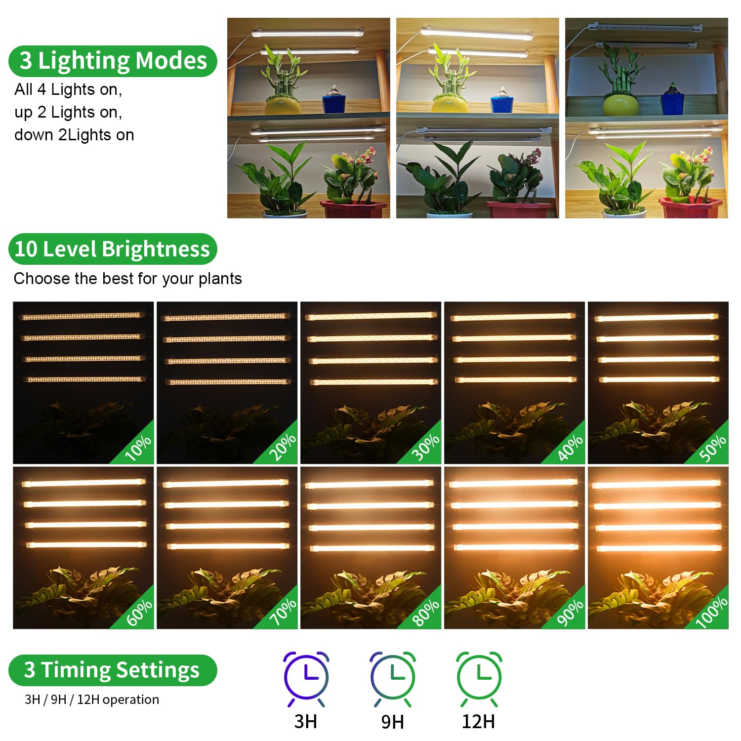 RWNTAO four-head setup illuminating multiple plant zones