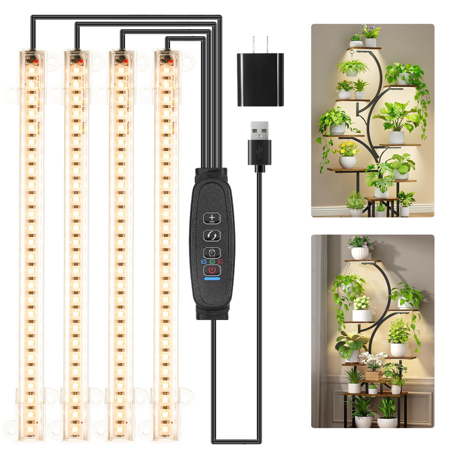 RWNTAO grow light strip with 104 LEDs enhances indoor plant growth.