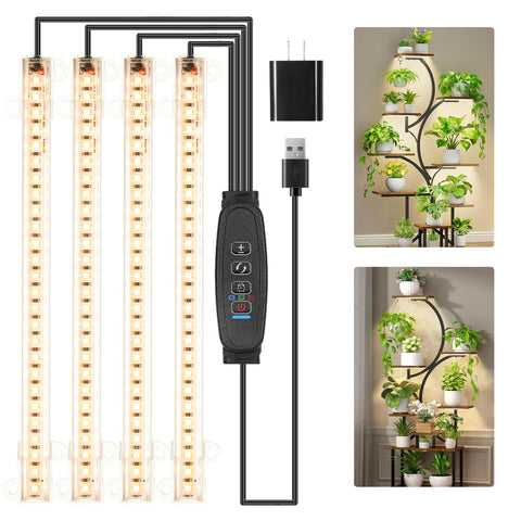 RWNTAO grow light strip with 104 LEDs enhances indoor plant growth.