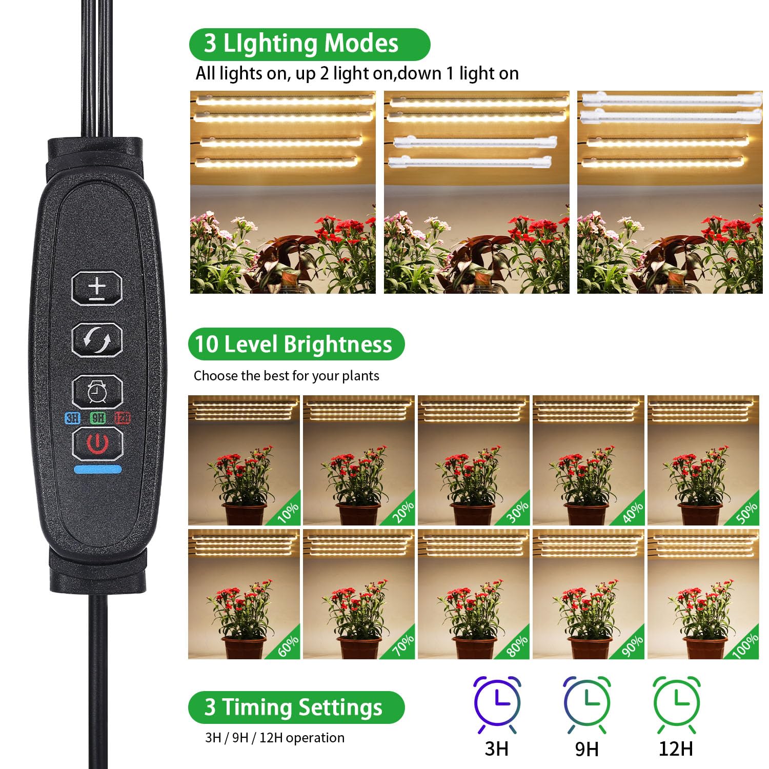 RWNTAO grow light strip in office setup supports healthy shelf plants.