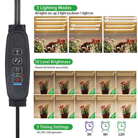 RWNTAO grow light strip in office setup supports healthy shelf plants.