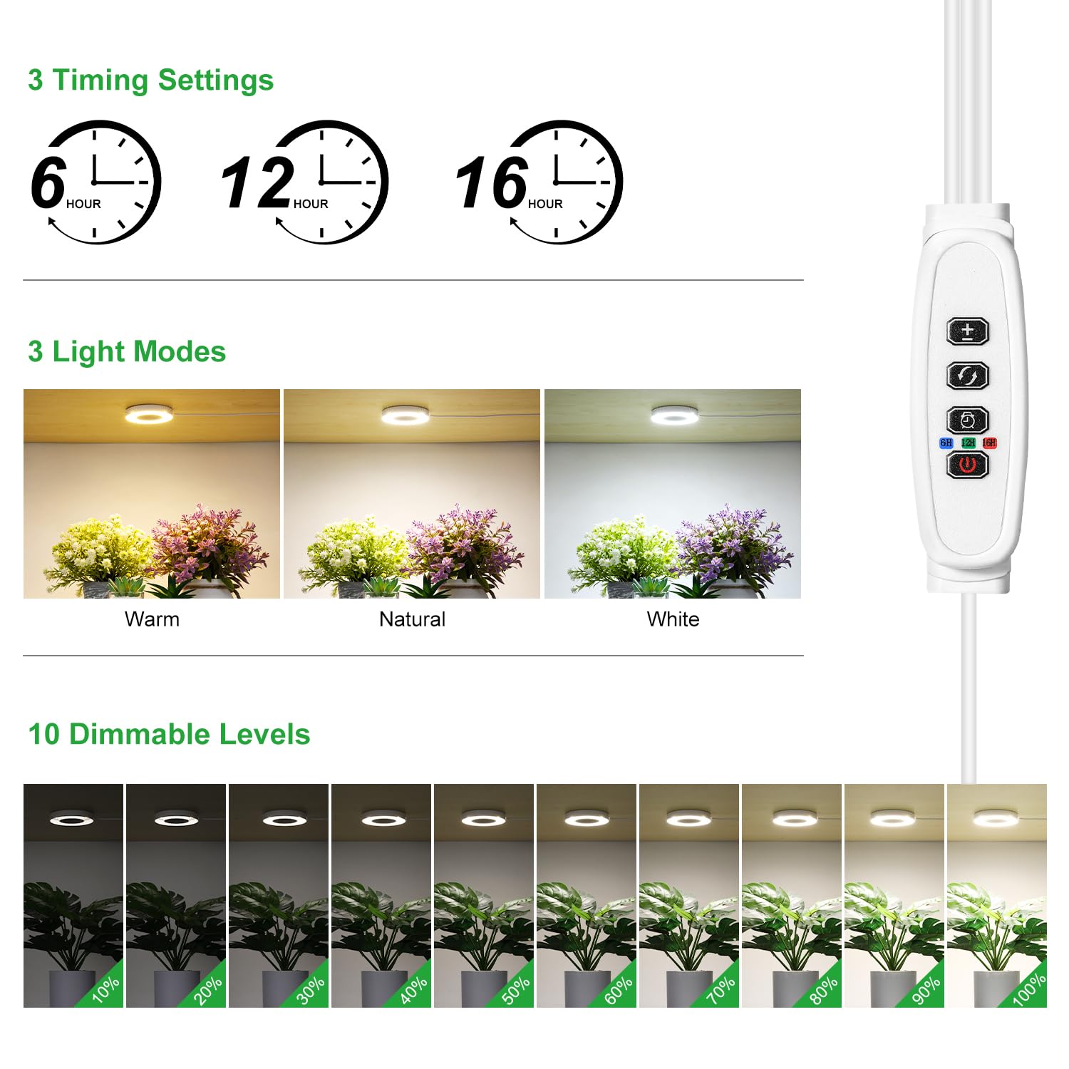 RWNTAO grow light with timer control enabling automatic cycles