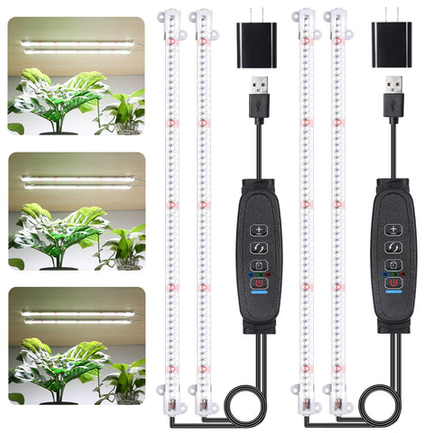 RWNTAO two head LED grow light strip in a compact indoor garden setup