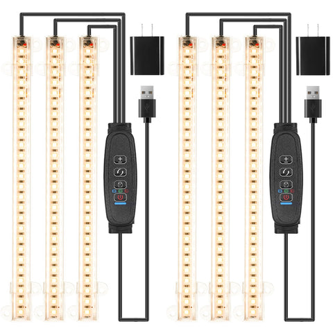 RWNTAO LED grow light strip with two 78-LED bars illuminating seedlings effectively