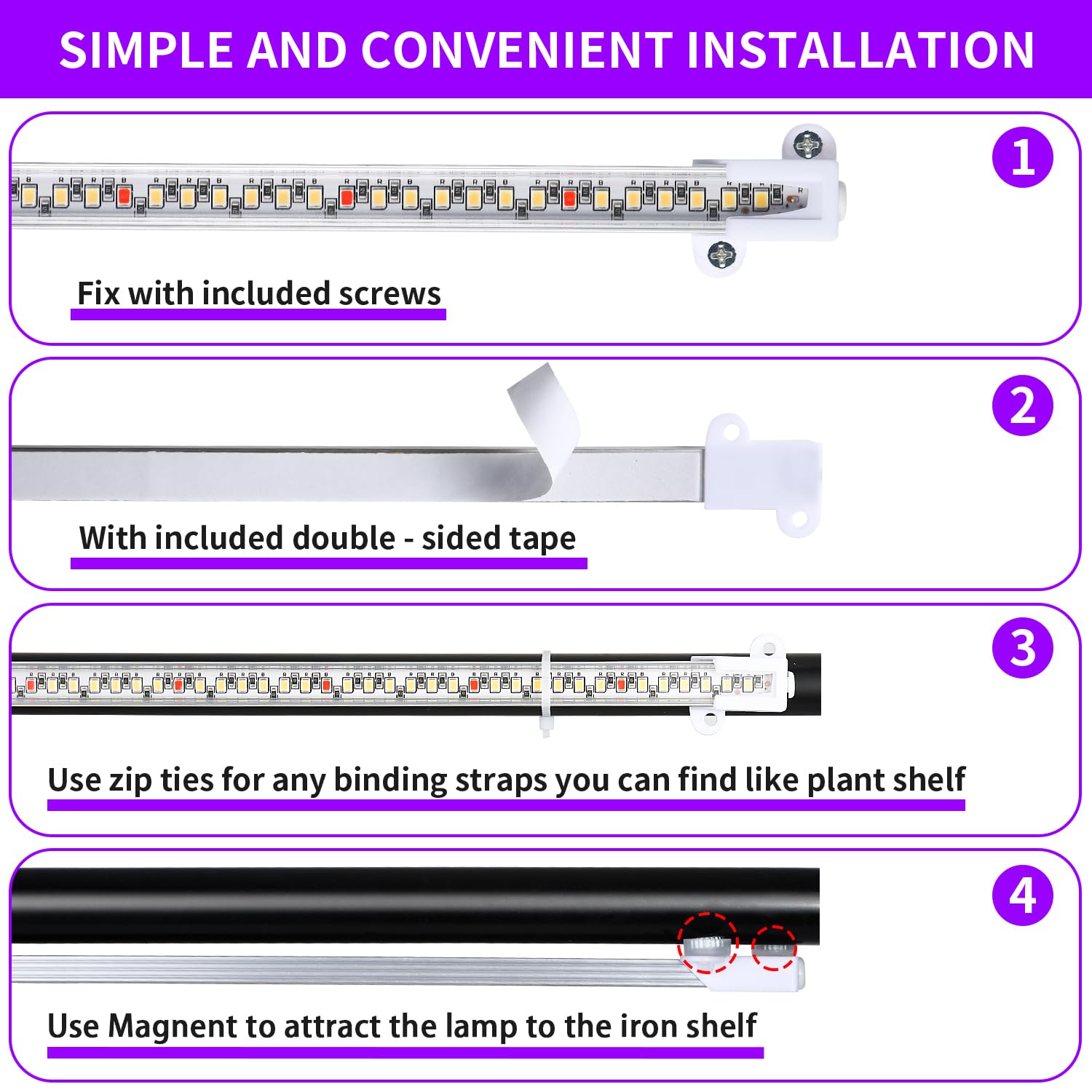 RWNTAO grow light strip three switch modes for growth stages