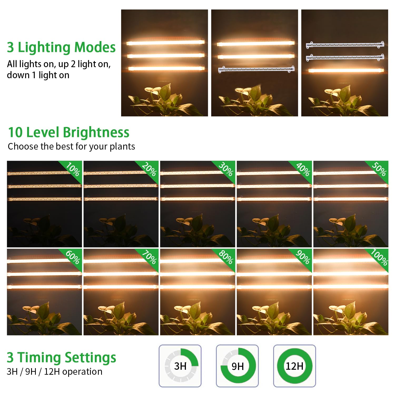 RWNTAO LED grow light auto timer function enables hands-free care
