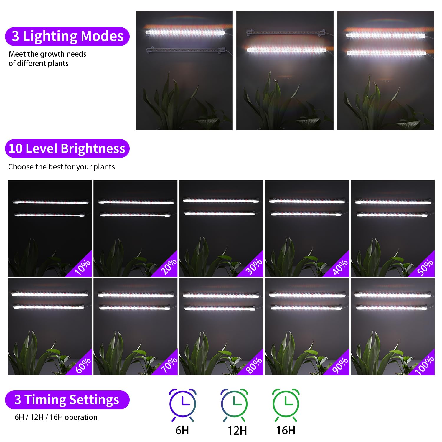 RWNTAO grow light cycle memory timer shown in use