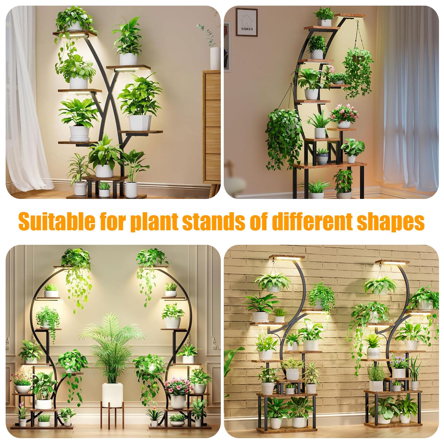 RWNTAO grow light strip on a plant shelf for compact indoor growing