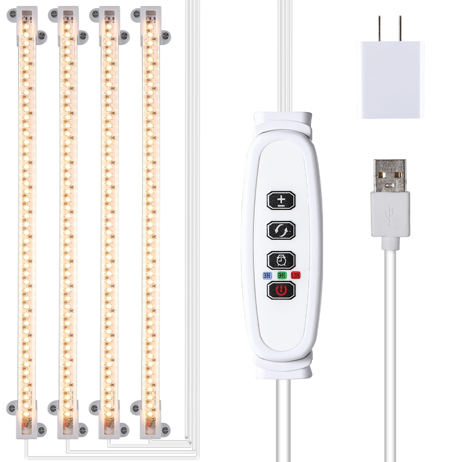 RWNTAO LED plant growing lamp front view with four heads for indoor gardening.