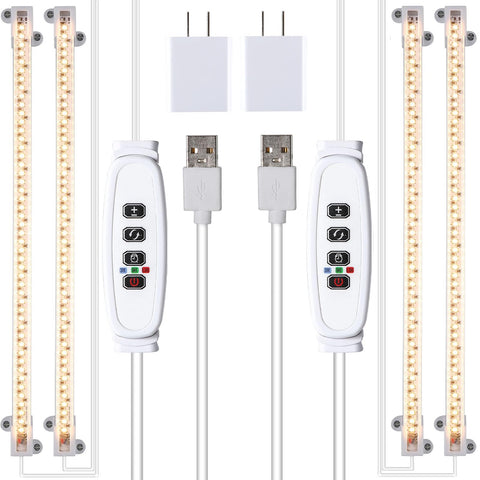 RWNTAO two-strip grow light front view, full spectrum supports indoor plant growth.