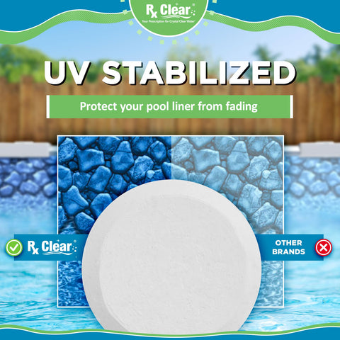 Rx Clear slow-dissolving chlorine tabs ensure gradual sanitizer release