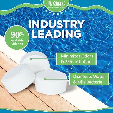 Rx Clear UV-protected chlorine tabs help outdoor pools stay clear