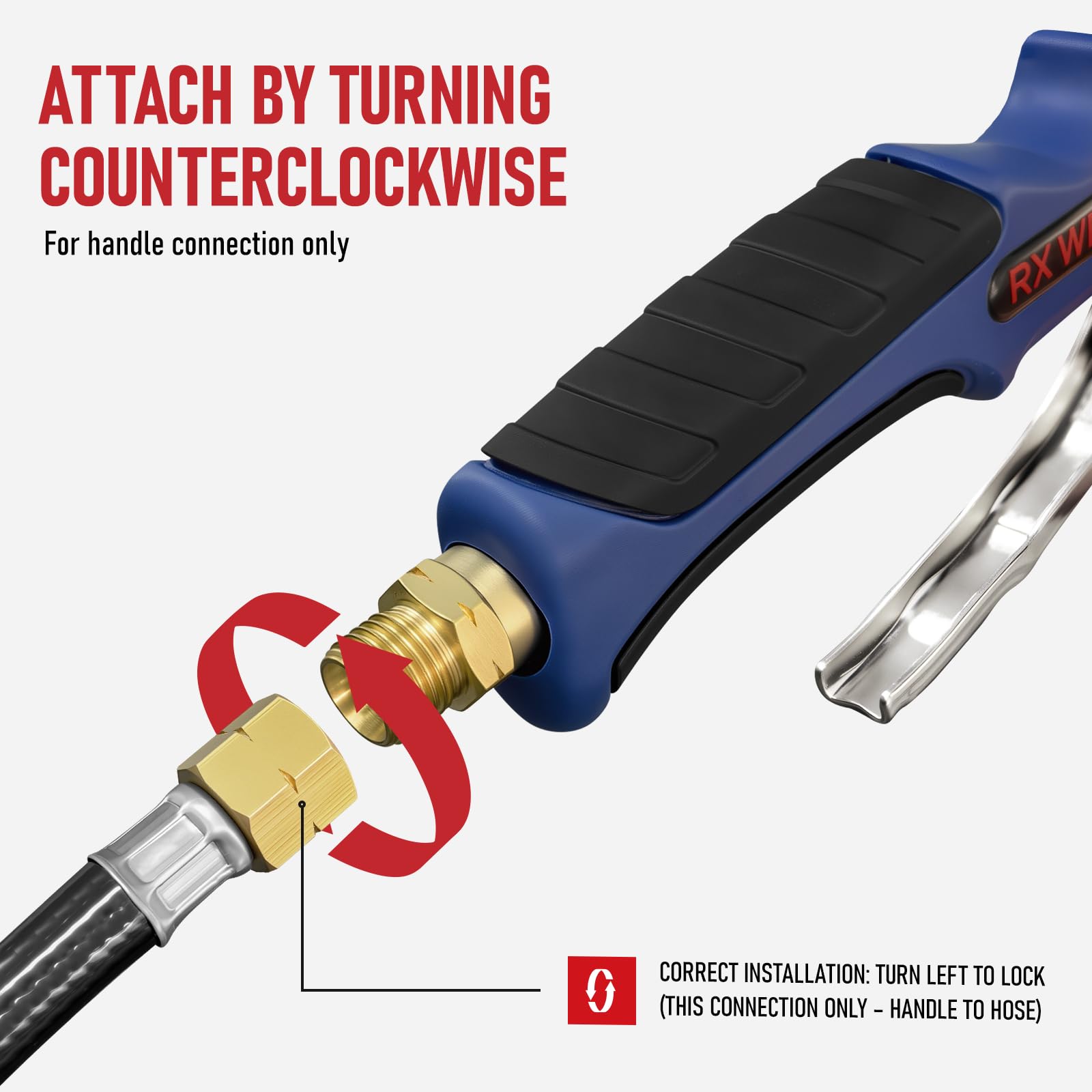 RX WELD 10ft hose offers flexible movement around obstacles