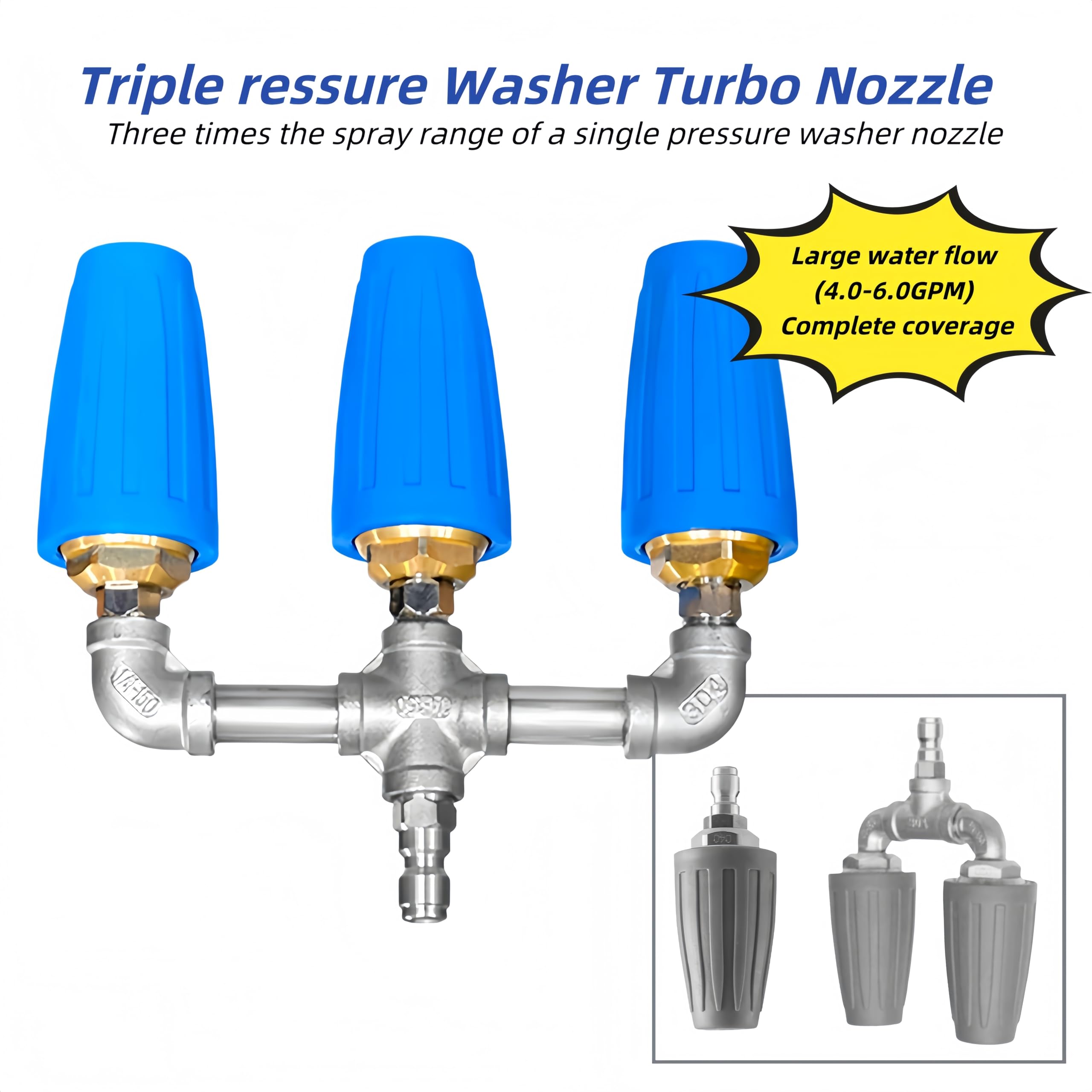 RXLIFE Triple Turbo Nozzle 360 rotation provides wide coverage for sidewalks.
