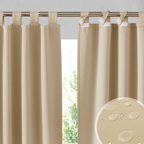RYB HOME 2-panel outdoor curtains front view showing privacy and shade