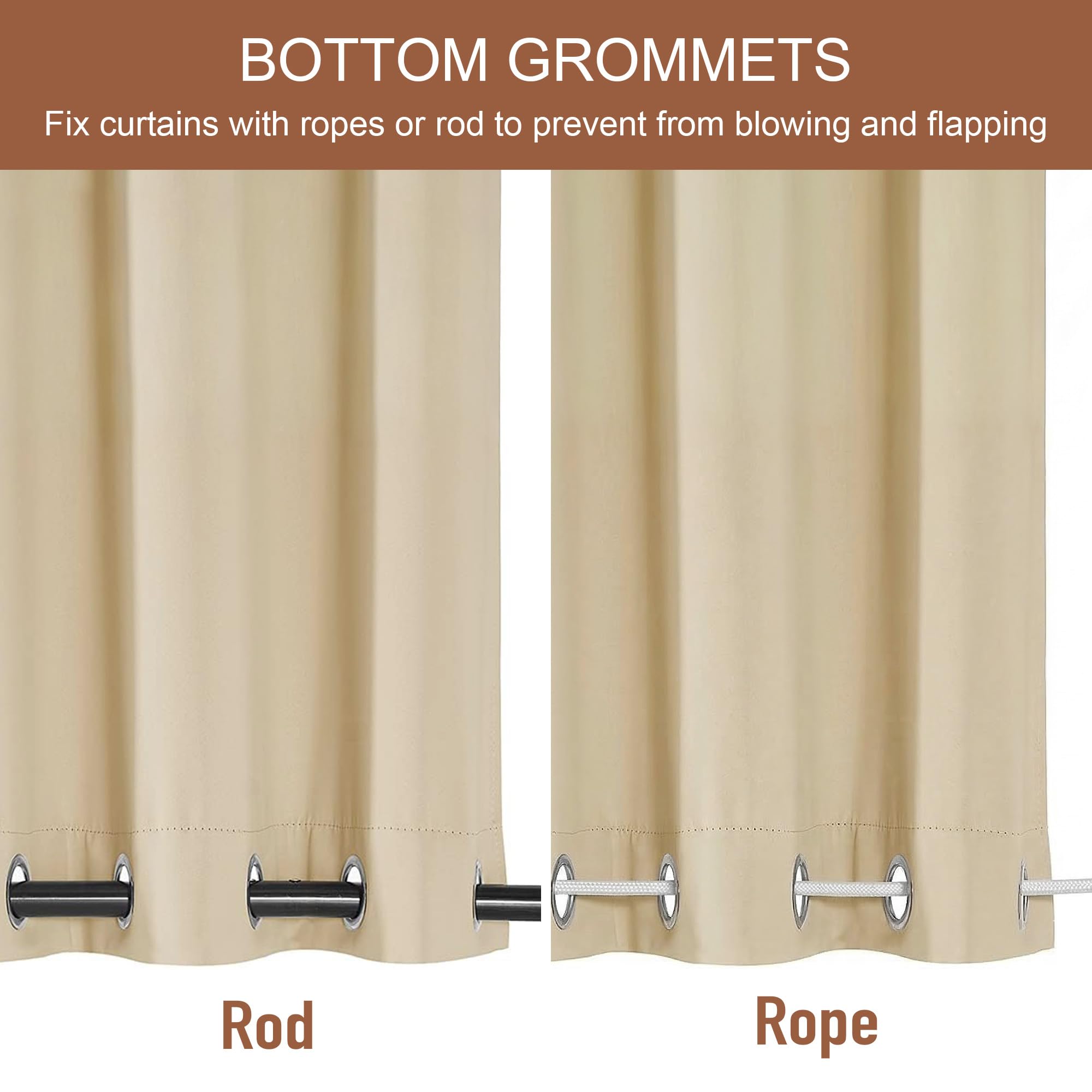 RYB HOME blackout curtains create a cooler dining area outdoors.
