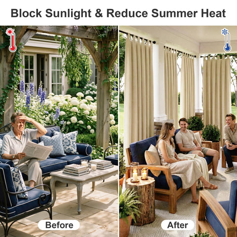 RYB HOME outdoor curtains fabric texture showcases durable 230GSM material for durability.