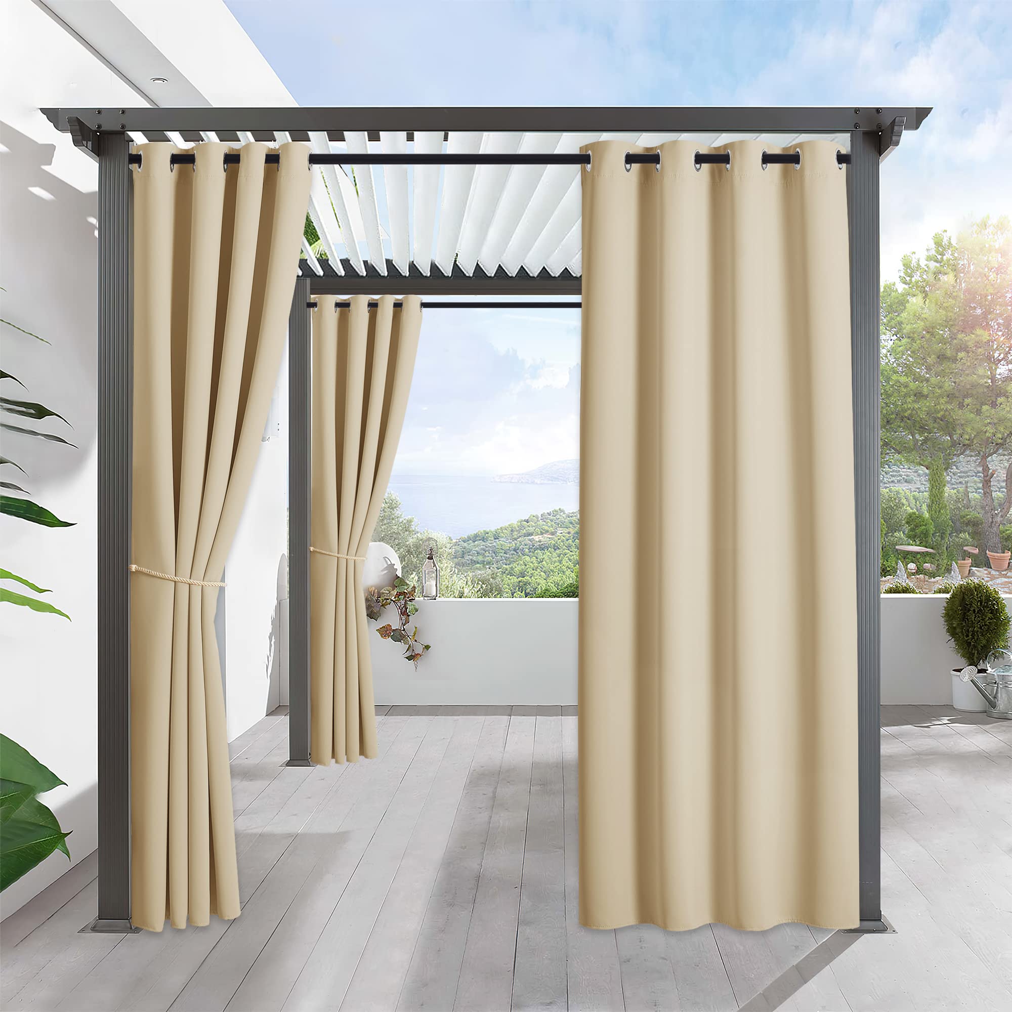RYB HOME outdoor curtains block sunlight for a cooler patio