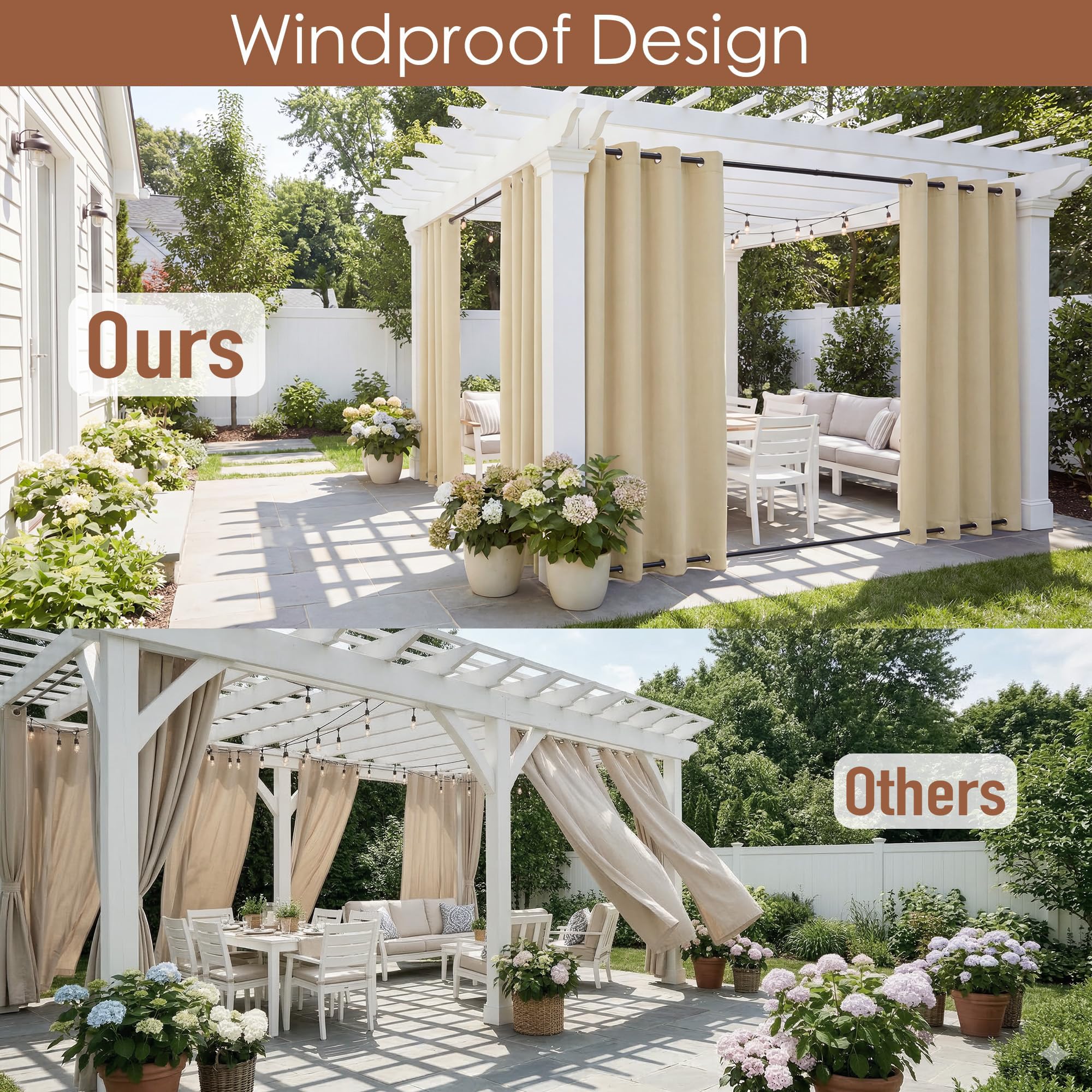 RYB HOME waterproof fabric keeps a patio dry during light rain and dew.