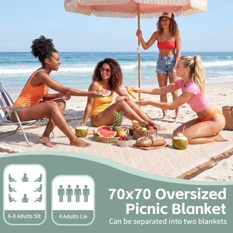 RYCHIC 2-in-1 bottom waterproof base keeps you dry on damp grass or sand.