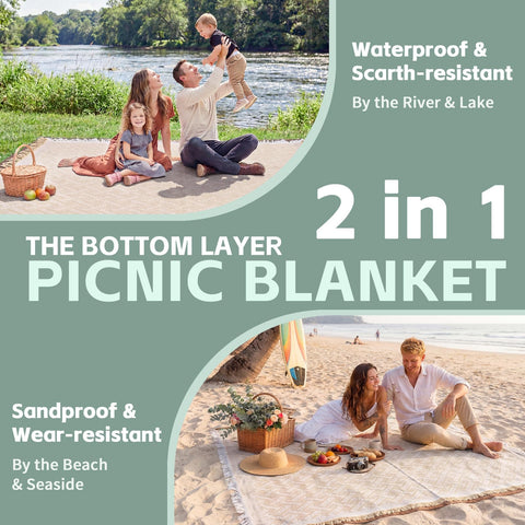 RYCHIC oversized blanket provides generous space for six to eight people to sit.