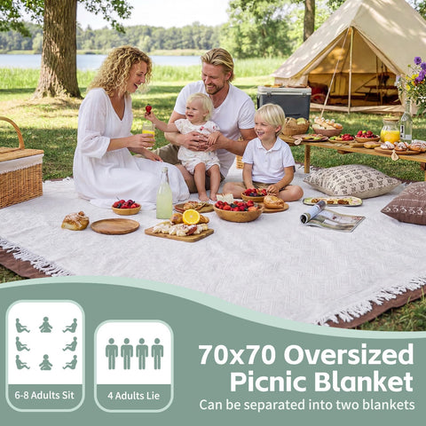 RYCHIC 2-in-1 blanket beach-setup for dry, comfortable sunbathing and picnics.
