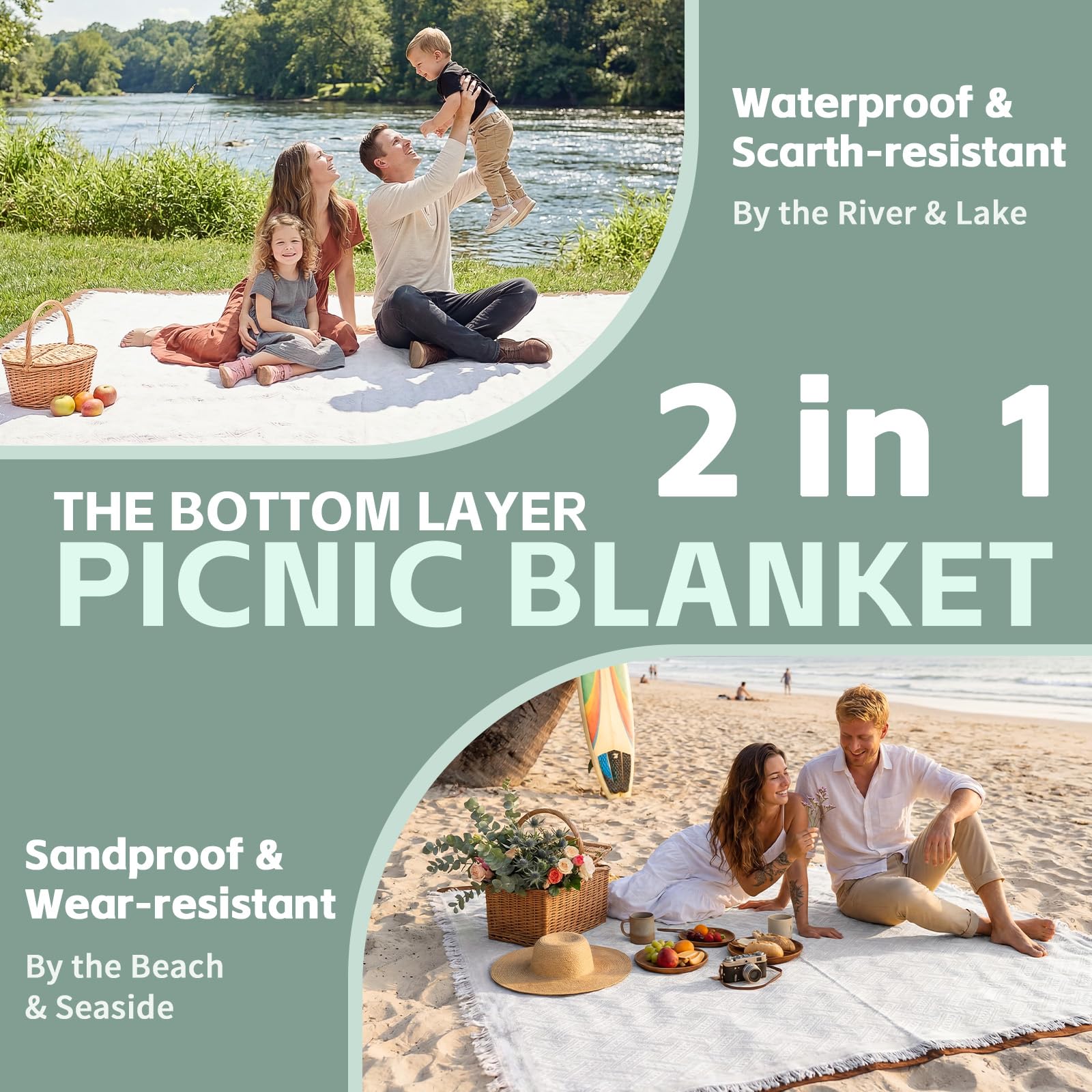 RYCHIC blanket soft-top delivers comfortable seating for picnics and lounging.