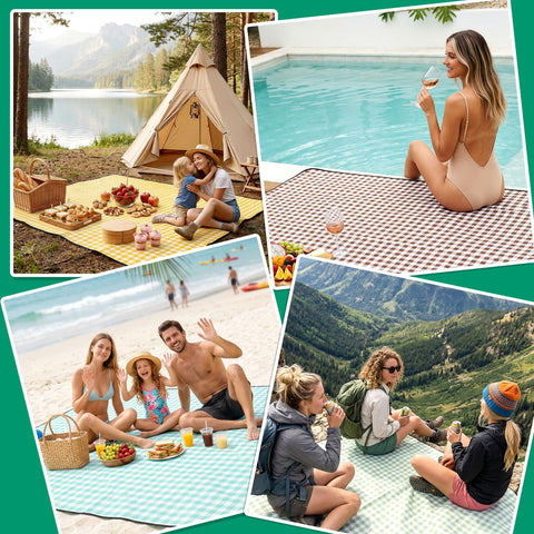 RYCHIC car-friendly foldable blanket ready for picnics on the go with compact storage.