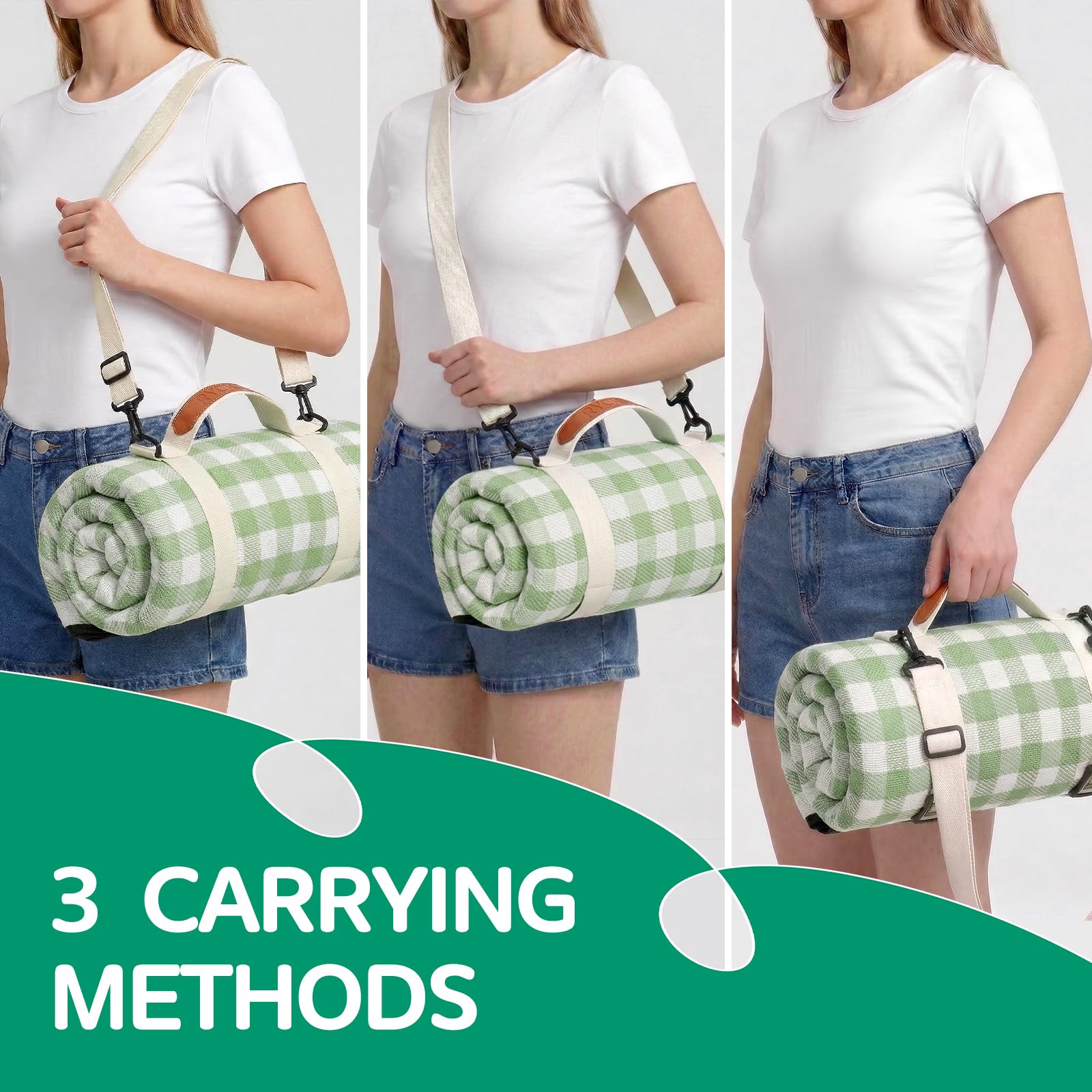 RYCHIC lightweight foldable blanket folds neatly for car trips and easy carry.