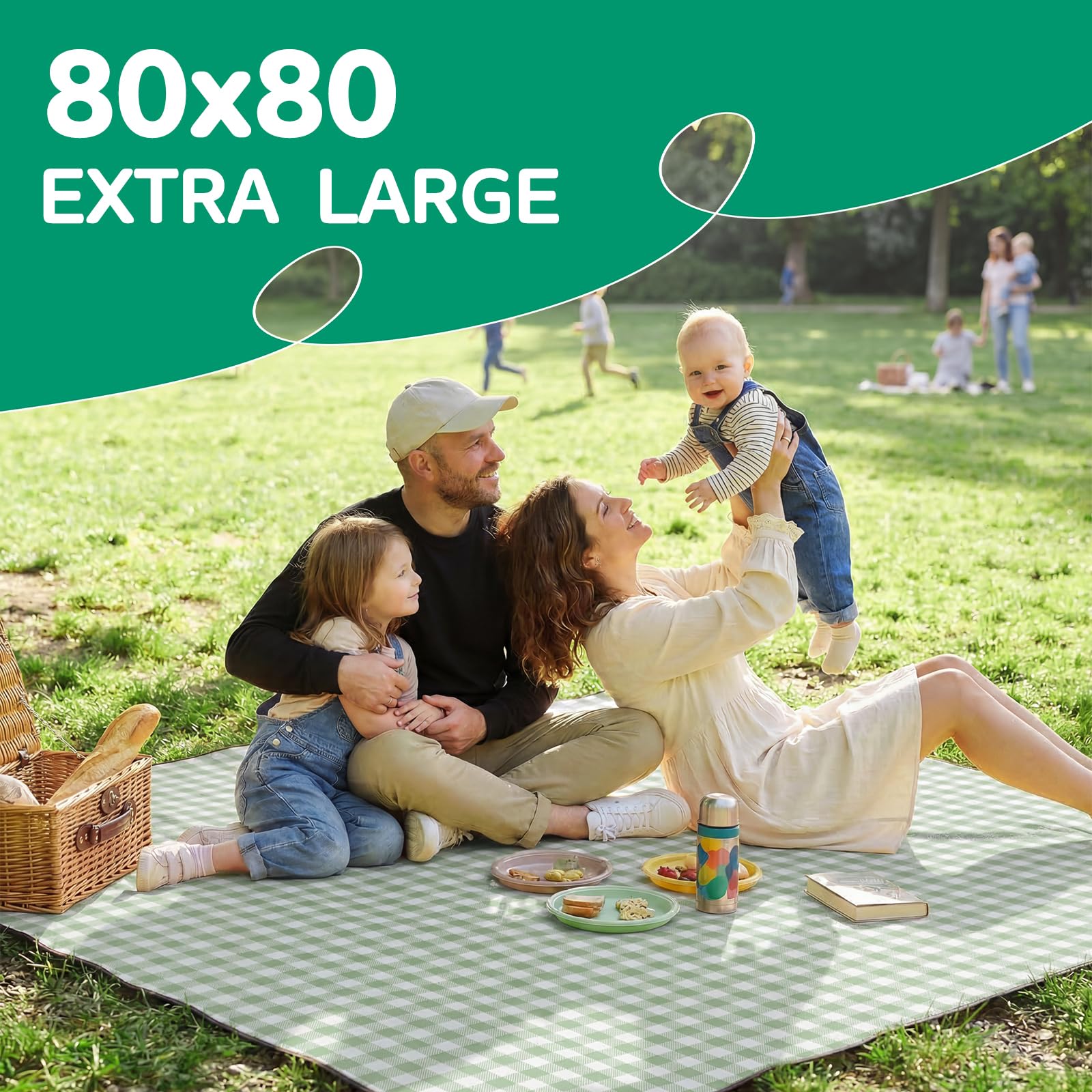 RYCHIC picnic blanket at the beach scene for sunny relaxation.