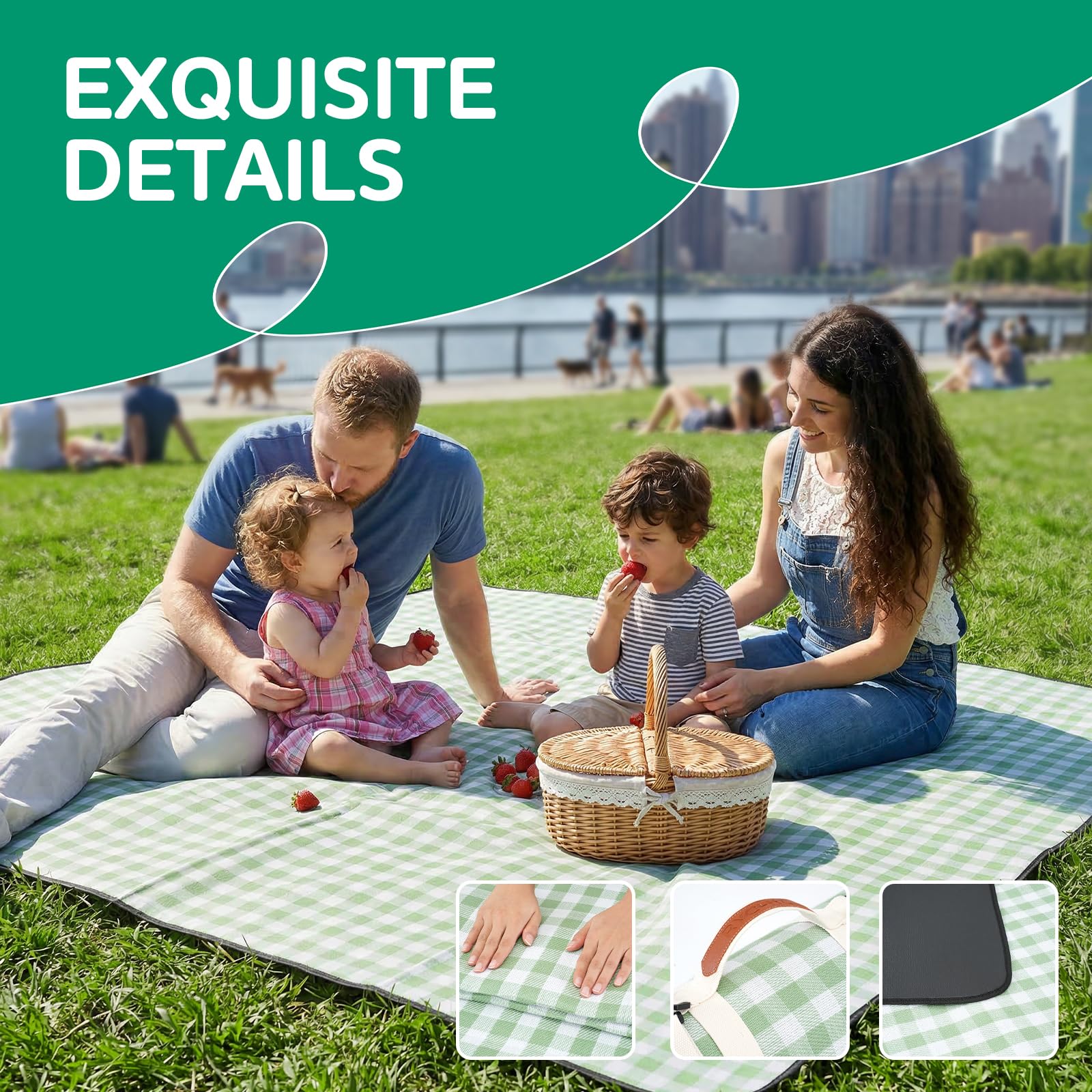 RYCHIC picnic blanket on lawn for casual outdoor lounging.