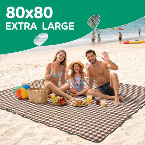 RYCHIC sandproof picnic blanket keeps dirt away for easy picnic setup.