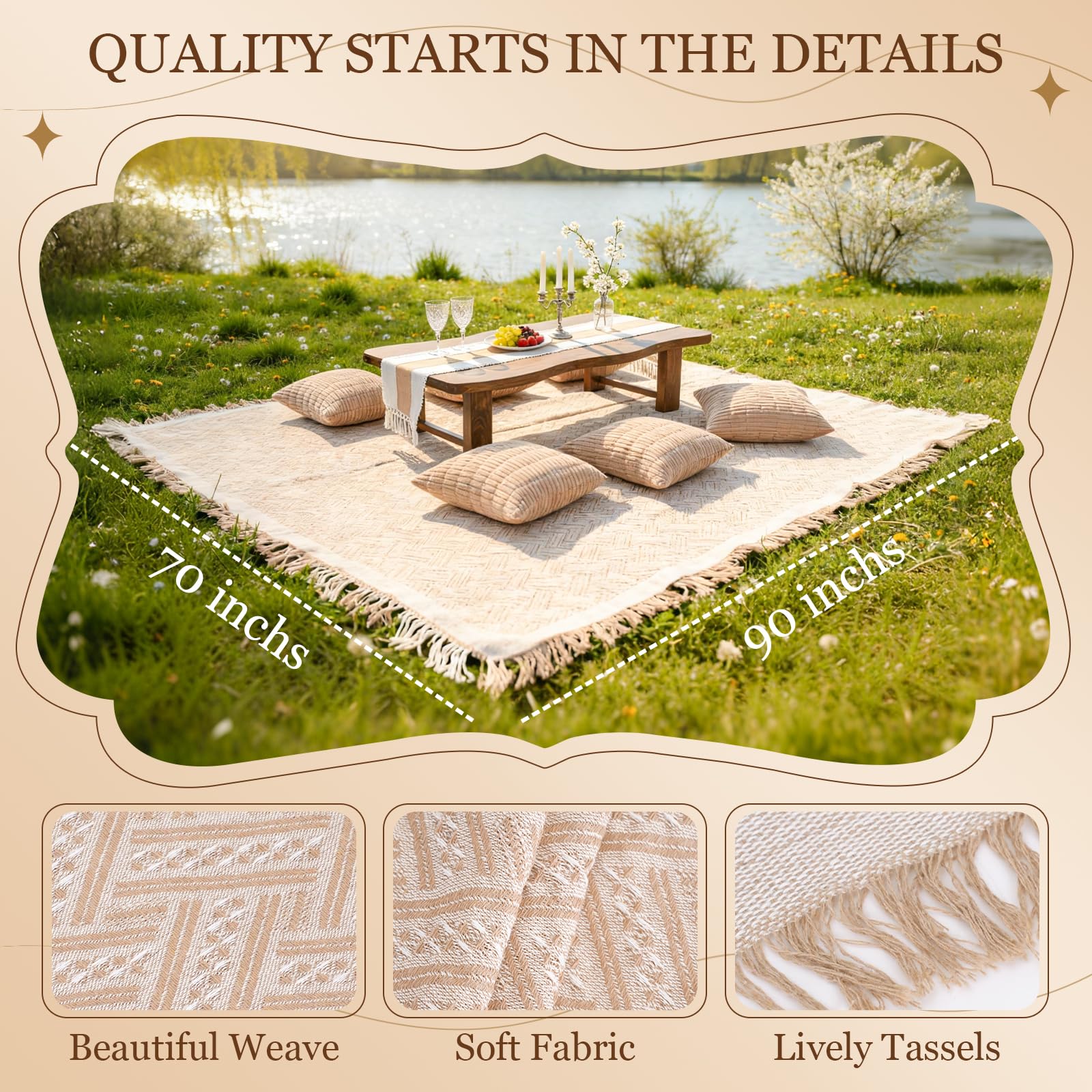 RYCHIC six pillow covers arranged on blanket for coordinated garden party decor.