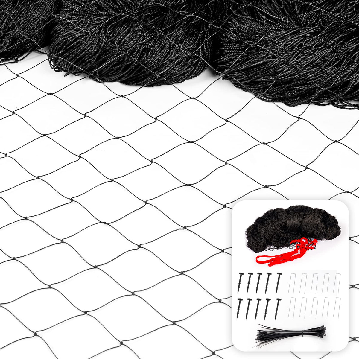 RYHBETH bird netting 50x50ft coverage to deter predators and protect poultry.