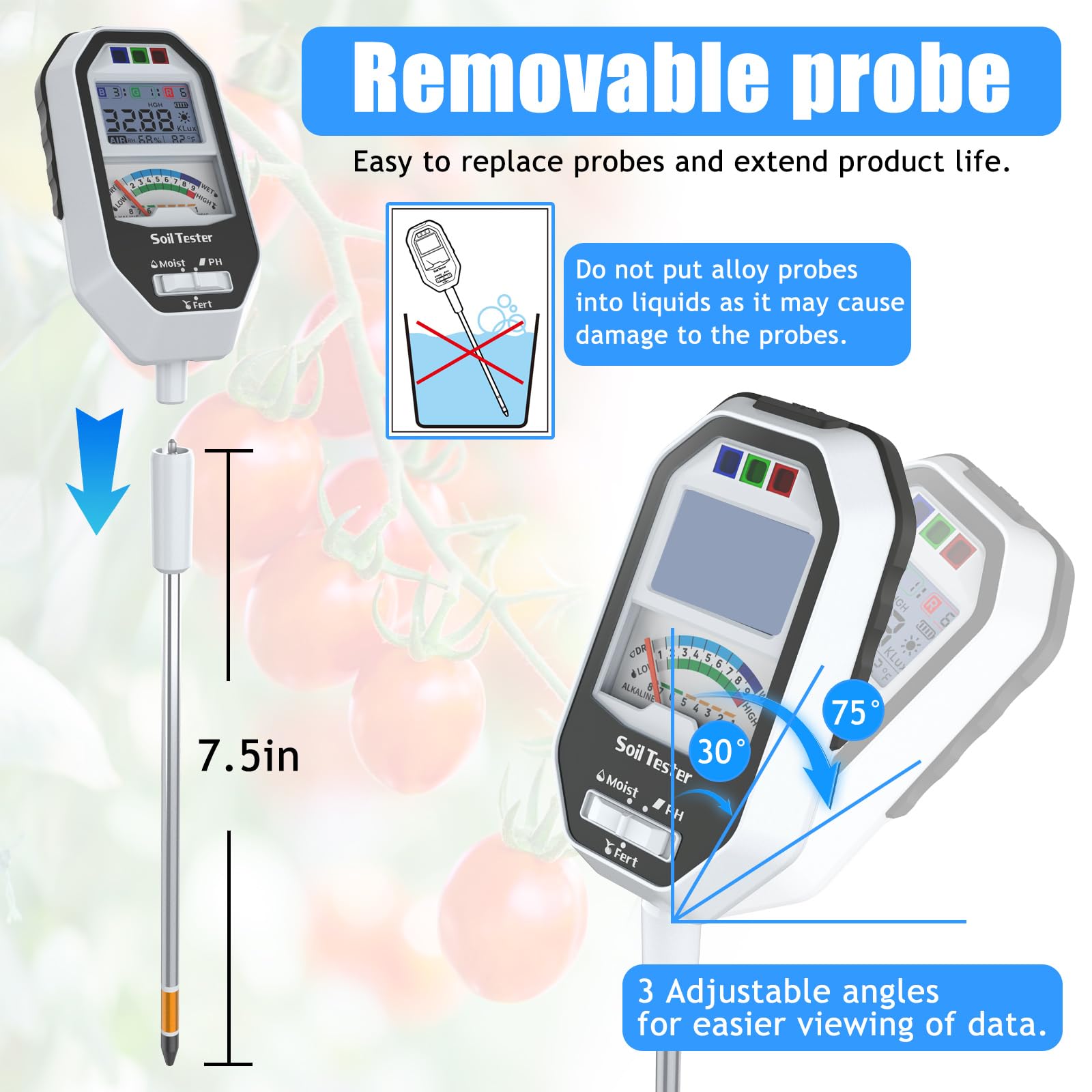 RYJNM Portable soil and plant analyzer aids informed watering and feeding decisions.