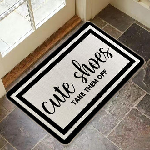 RYKEEN cute shoes doormat—front close-up in gray with non-slip texture for welcoming guests