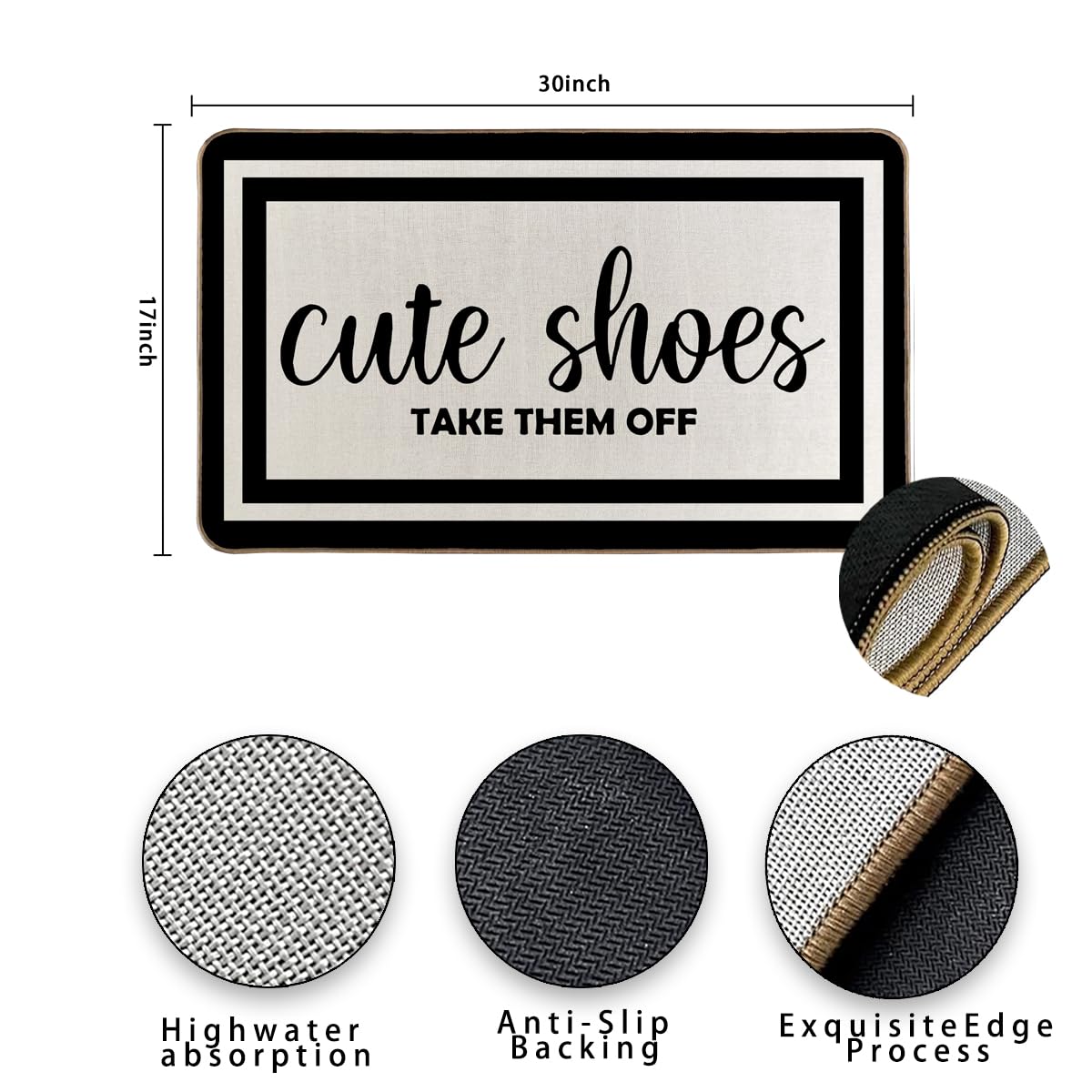 RYKEEN welcome doormat with monogram option in gray for personalized entry