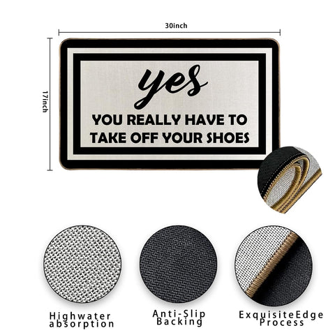 RYKEEN Yes You Really Have to Take Off Your Shoes Door Mat monogram design adds a special touch.