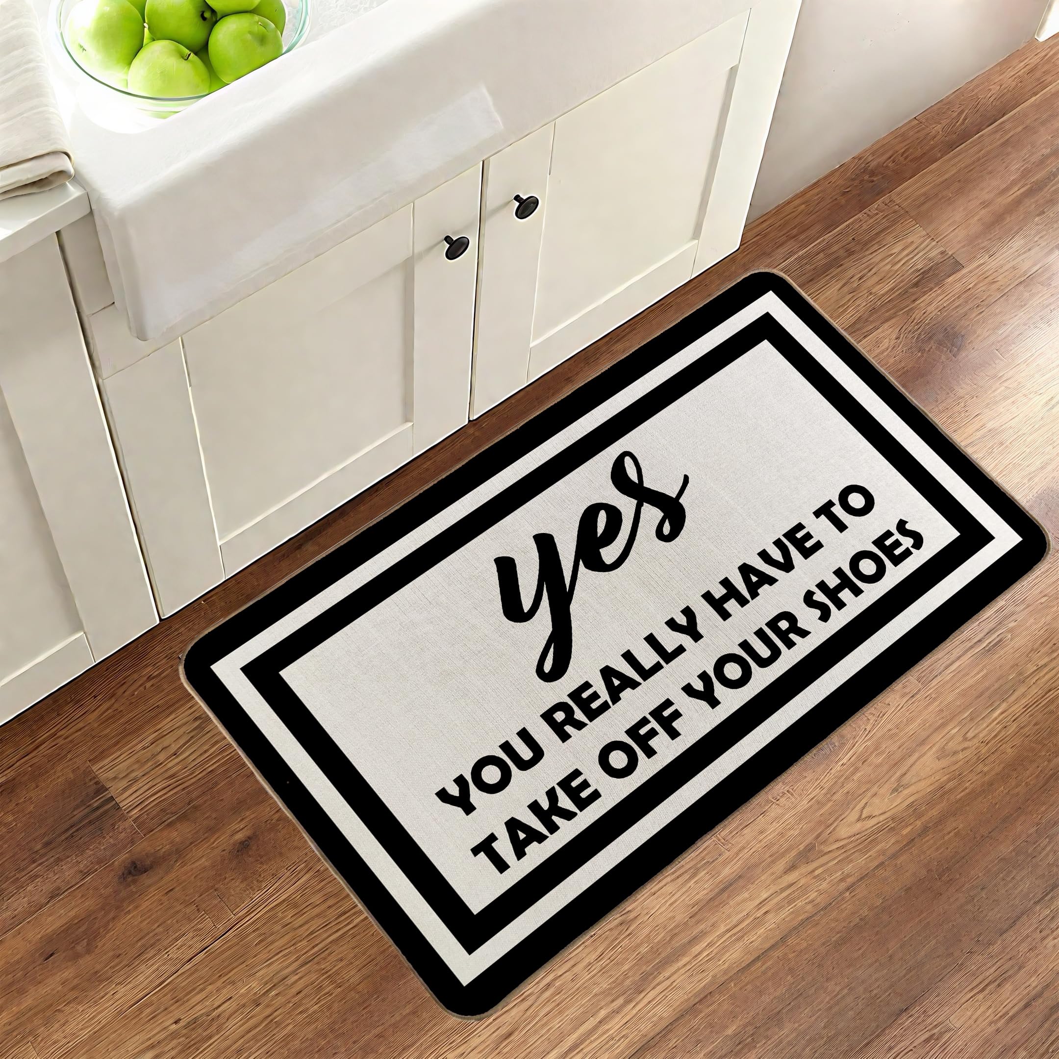 RYKEEN Yes You Really Have to Take Off Your Shoes Door Mat non-slip backing keeps footing steady.