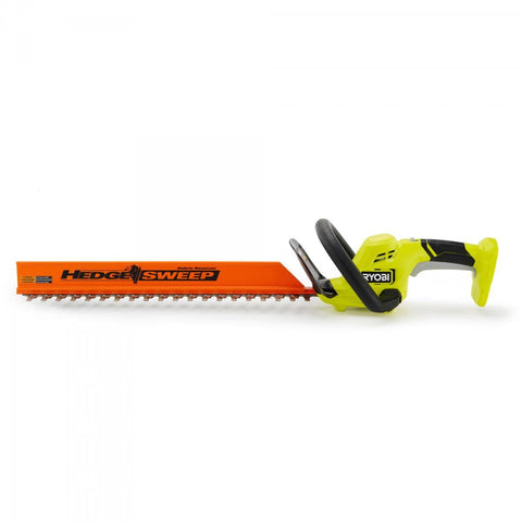 RYOBI 22in trimmer with HEDGESWEEP clears debris as you trim