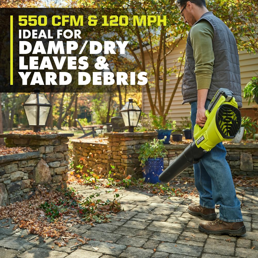 RYOBI 40V blower includes 4.0 Ah battery for extended run time