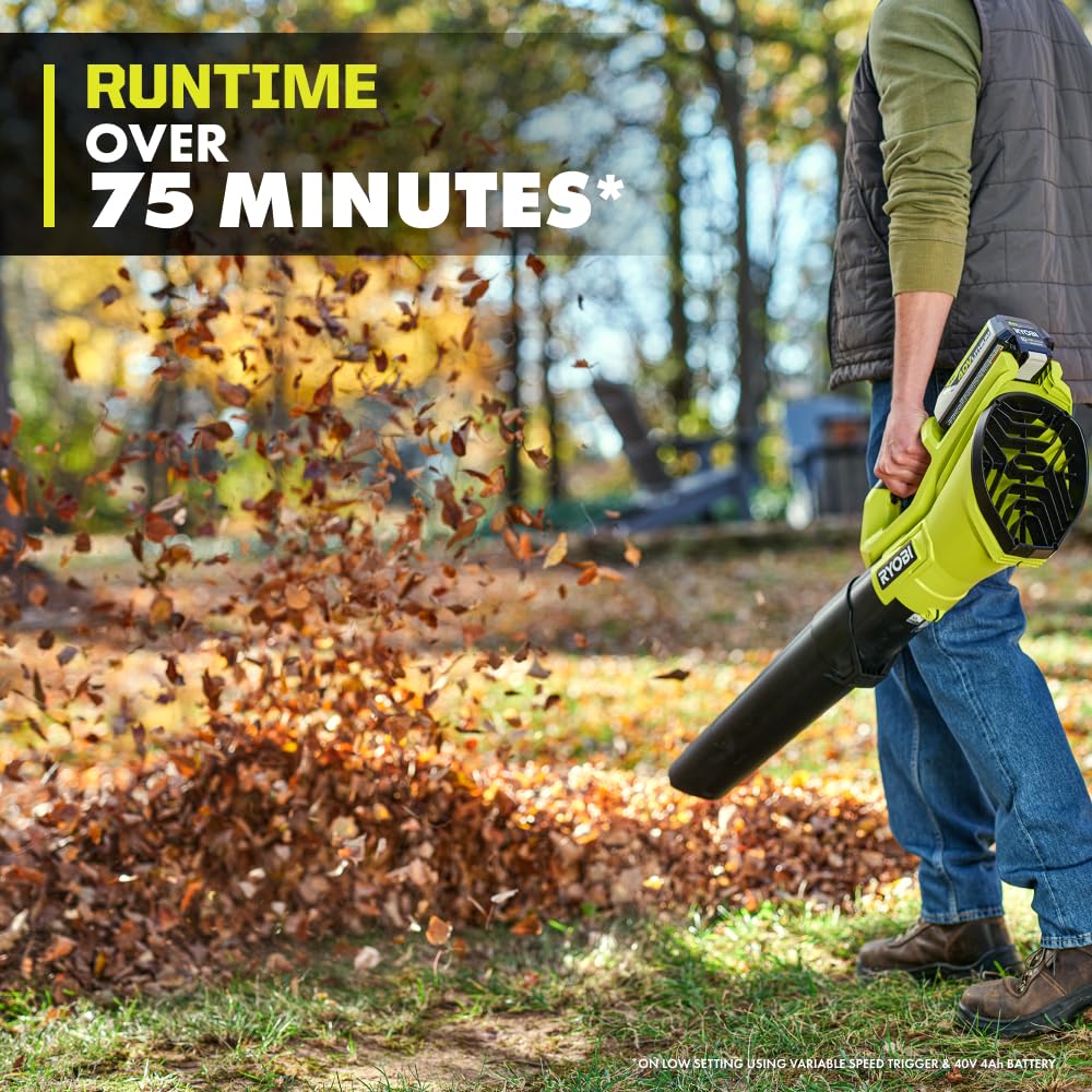 RYOBI 40V blower includes charger for ready-to-use cordless power