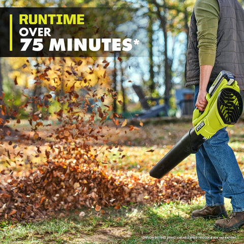 RYOBI 40V blower includes charger for ready-to-use cordless power