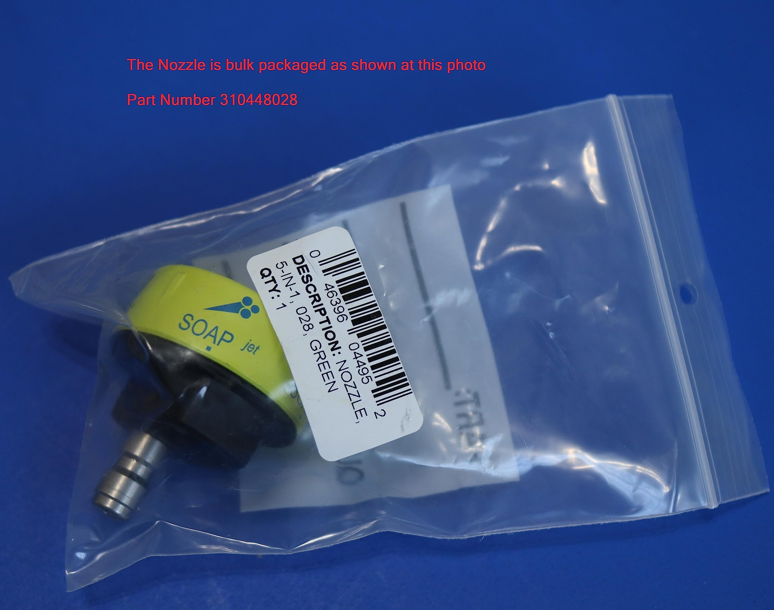 RYOBI 5-in-1 nozzle with 25-degree spray for wider, controlled rinsing.