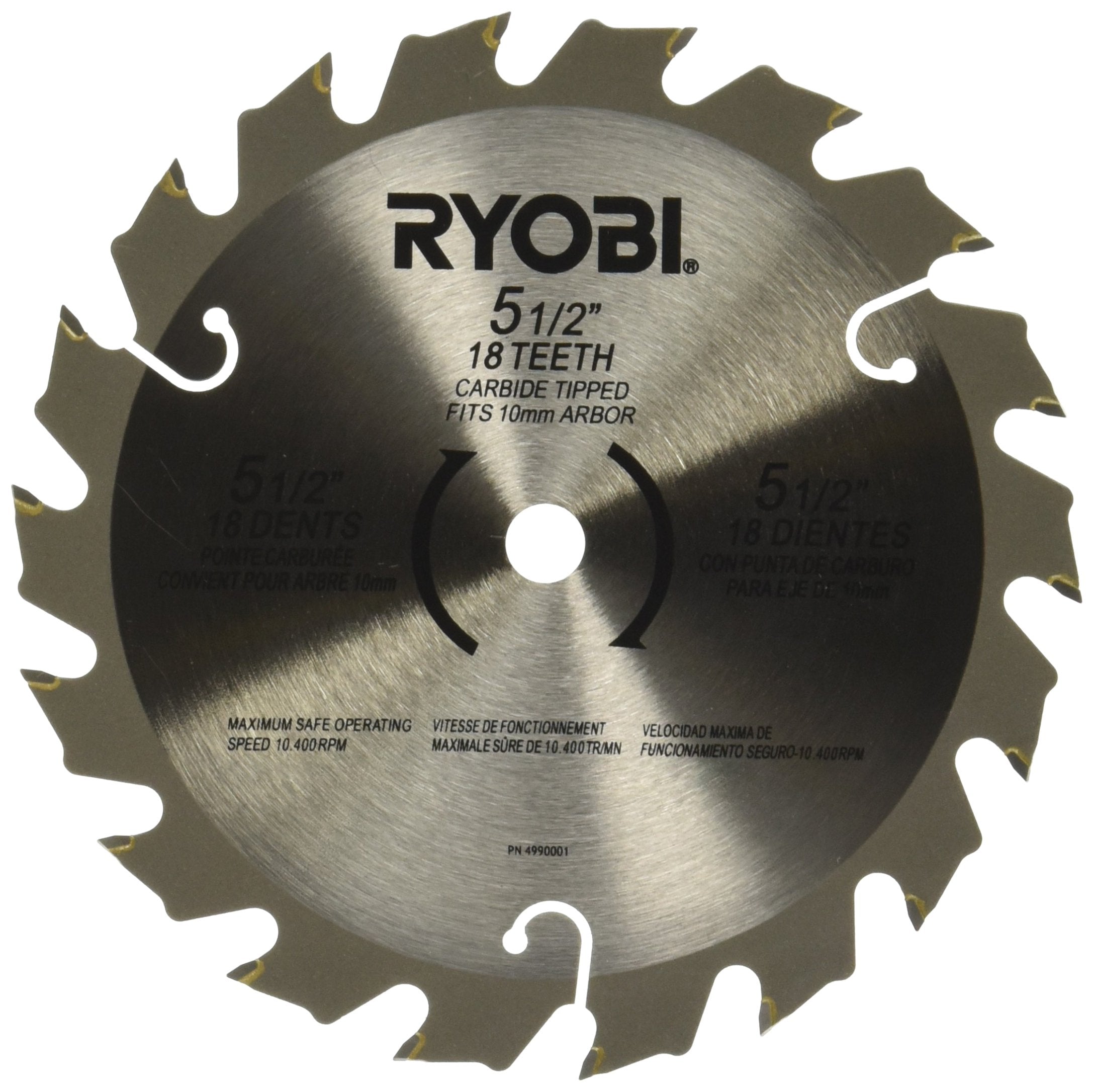 Ryobi 6797329 blade, angled view, for clean, precise wood cuts.