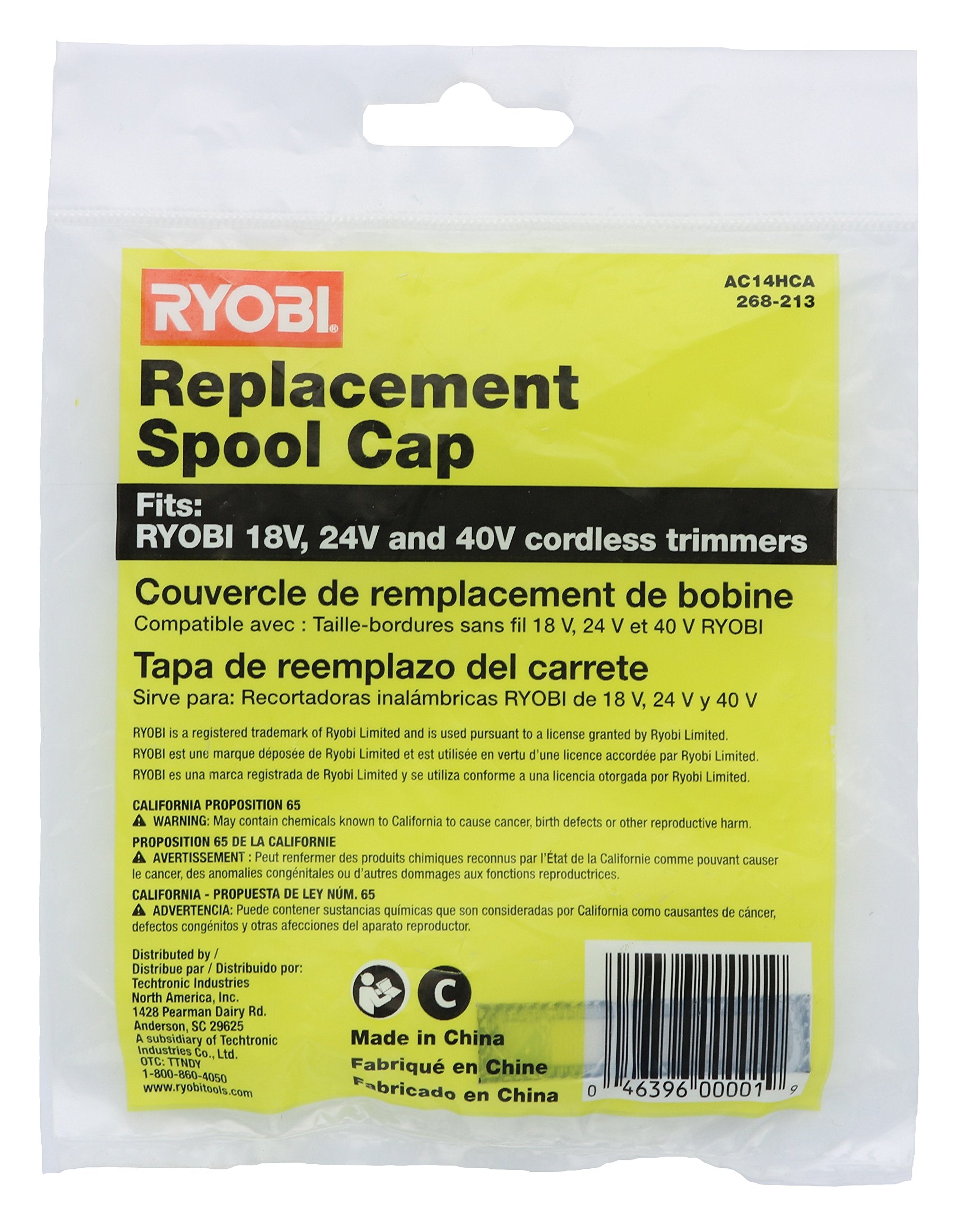 RYOBI AC14HCA spool cap replacement process shown for maintenance