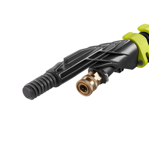 RYOBI ergonomic grip extension pole for comfortable handling.