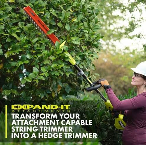 RYOBI Expand-It 18in attachment fits most gas and cordless trimmers.