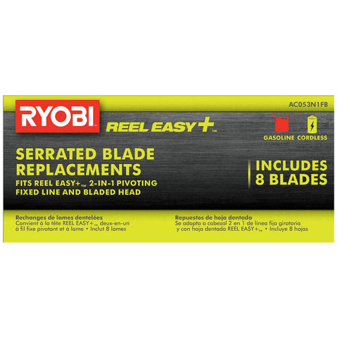 RYOBI eight-pack replacement blades ready for easy snap-in compatibility