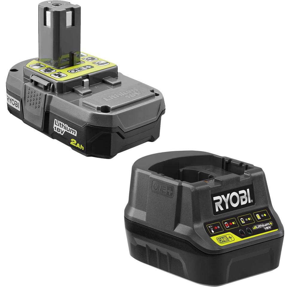 RYOBI ONEAND 18V fogger with 2Ah battery and charger for ready setup.